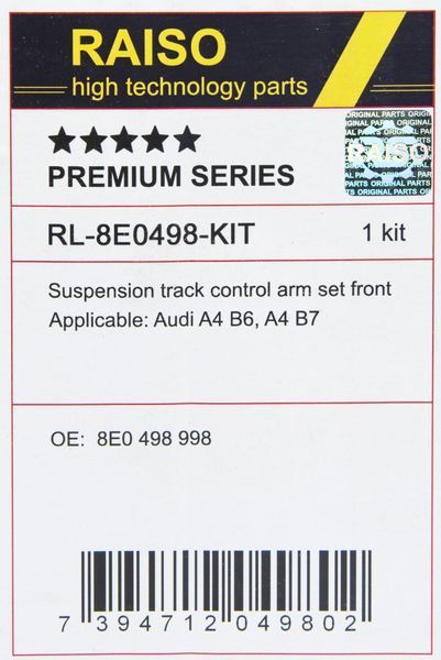 К-кт важелів підвіски перед. Audi A4 B6, B7 01- (з тонким пальцем, конус 16мм) RL-8E0498-KIT фото