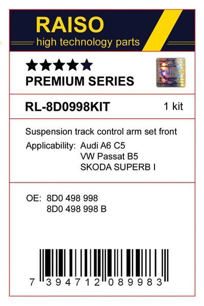 К-кт важелів підвіски перед. Audi A6 C5/Superb I/Passat B5 (з товстим пальцем, конус 21мм) RL-8D0998S-KIT фото